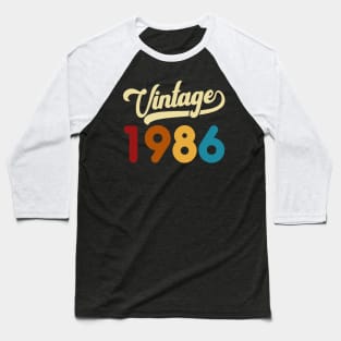 1986 Vintage Gift 34th Birthday Retro Style Baseball T-Shirt